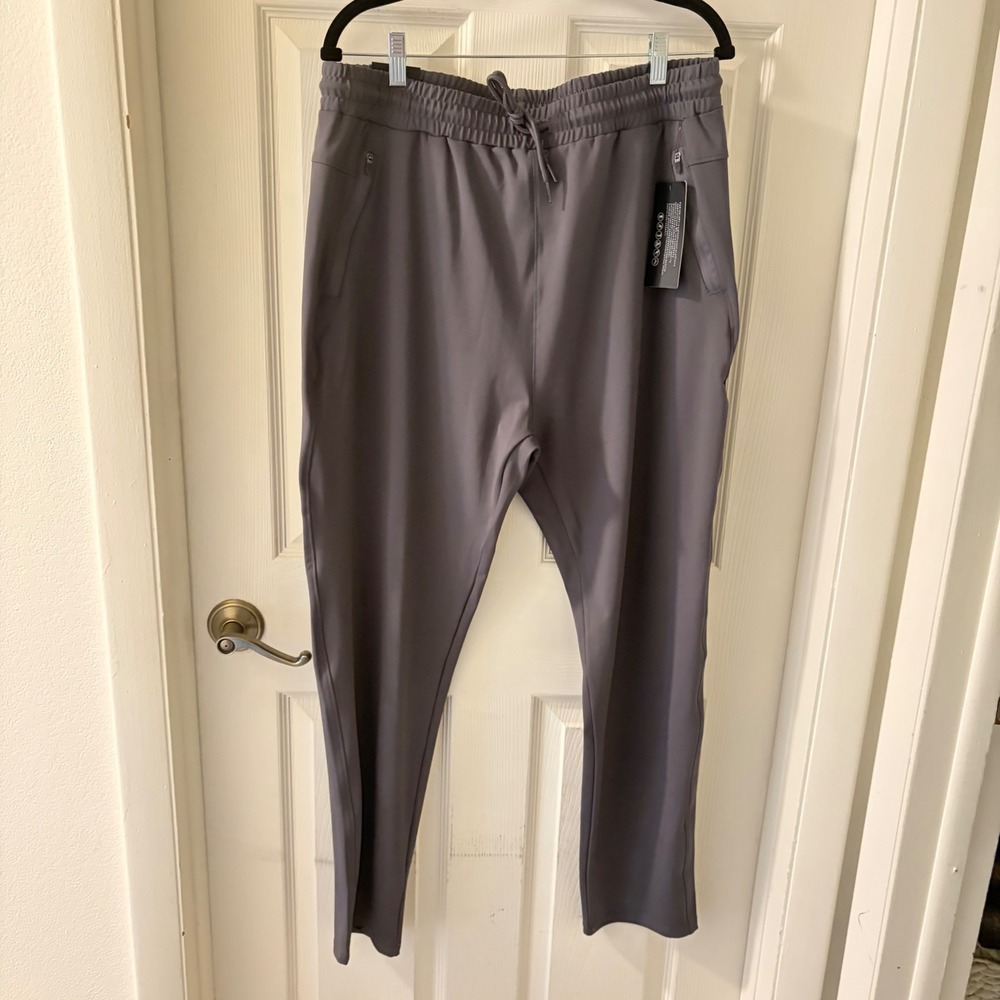 ParisDiary Men's XL Gray Performance Jogger Pants NWT Stretch Zip Pockets